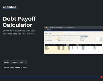 Debt Payoff Calculator Spreadsheet, Debt Snowball Avalanche Tracker, Excel Google Sheets, Credit Card Payoff Planner