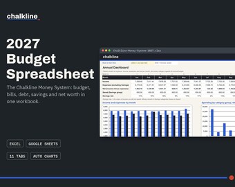Budget Spreadsheet 2027, Excel Google Sheets Budget Template, Monthly Budget, Debt Payoff, Sinking Funds, Net Worth Tracker