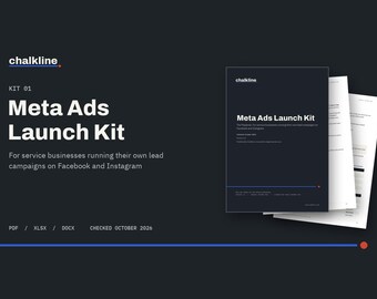 Meta Ads Launch Kit for Service Businesses, Facebook Ads Playbook, Campaign Planner Spreadsheet, Ad Copy Templates