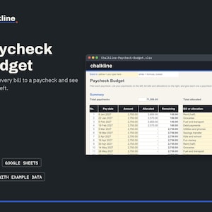 Paycheck Budget Spreadsheet, Biweekly Budget Template, Excel Google Sheets, Bills by Paycheck Planner, Budget by Paycheck