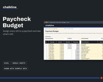Paycheck Budget Spreadsheet, Biweekly Budget Template, Excel Google Sheets, Bills by Paycheck Planner, Budget by Paycheck