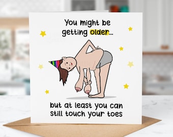 Rude Funny Birthday Card, Touch your toes, Personalised Card, Greeting Card For Her, Friend, Girlfriend, Wife, Cousin, Grandma