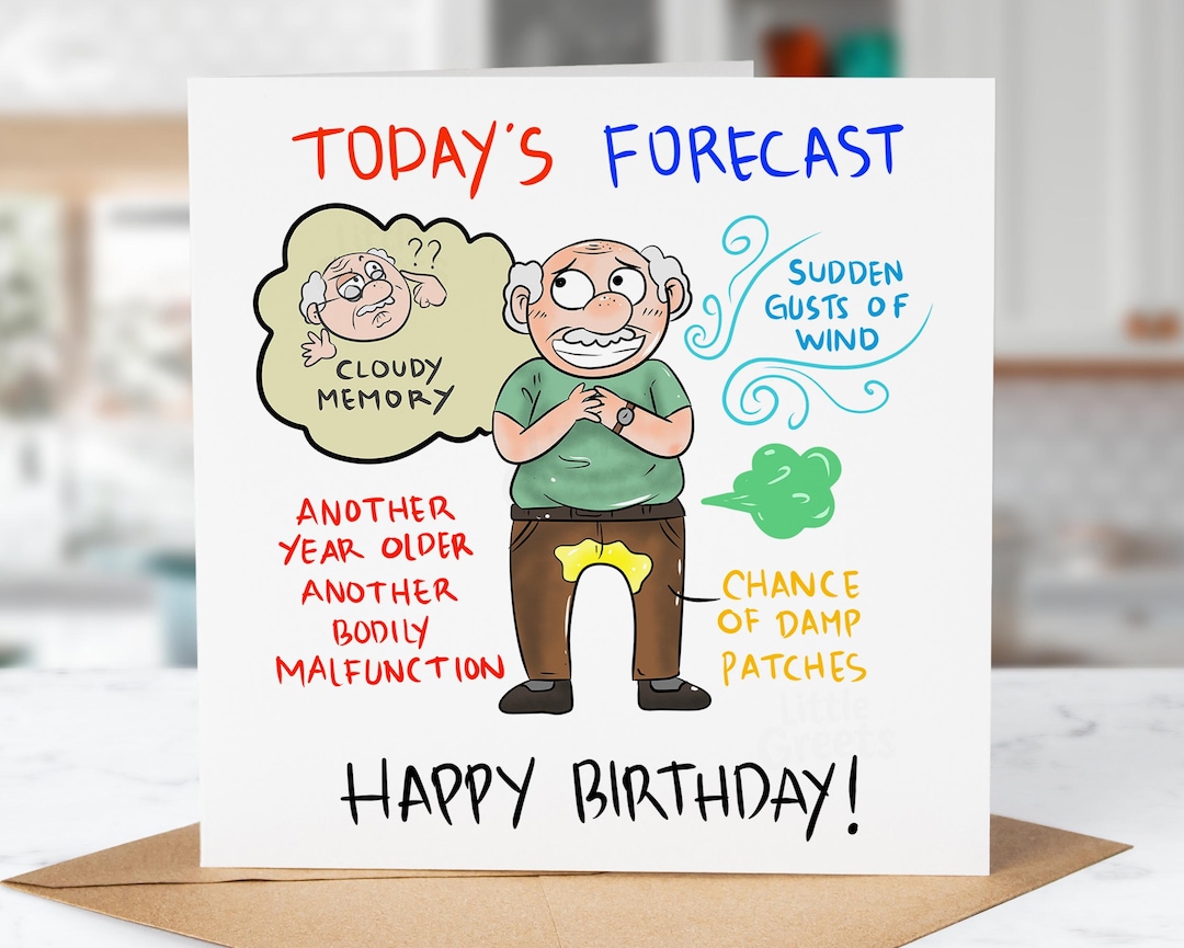 Funny Birthday Card for Him – “today’s Forecast” Old Man Edition ...