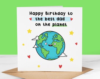Personalised Birthday Card, Best dad on the planet, Funny Birthday Card, Birthday Card for Him, Dad