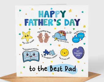 Cute Father’s Day Card for Dad – “To the Best Dad” – Sweet Meaningful Dad Card – Heartfelt Father’s Day Card from Kids