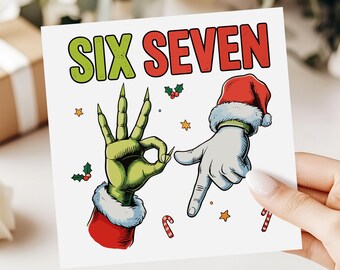 Six Seven Christmas Card – Humorous Fun 67 xmas card for kids