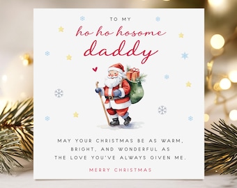 Funny Christmas Card for Dad – To My Ho Ho Hosome Daddy, Merry Christmas Card for Father, Cute Christmas Card for Him