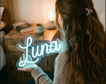 Letrero de neón personalizado, luz personalizada para dormitorio, decoración de habitaciones, letrero para niños