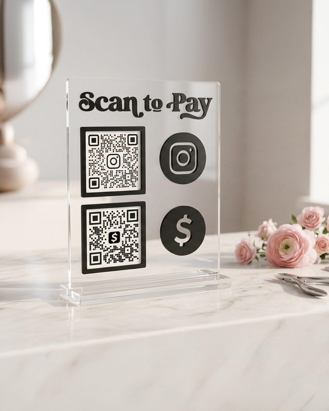 Custom Acrylic QR Code Business Sign | Social Media & Payment Display ...