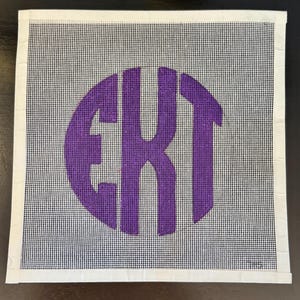 Hand painted needlepoint monogram, 18 mesh canvas, personalize, grand millennial