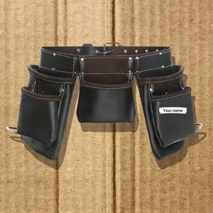 Handgefertigter Hochleistungs-Werkzeuggürtel aus Leder mit 11 Taschen | Schreiner, Bauarbeiter, Handwerker | Langlebig & verstellbar