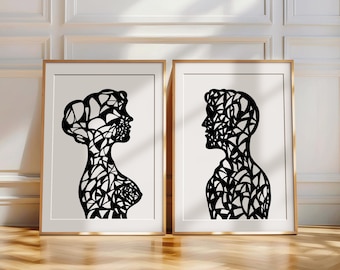 Poster Abstrakt Download Fine Line Mann Frau Druck Schlafzimmer Wanddekor Modern  Minimalistisch Paar Linie Kunst Silhouette Paar Geschenk