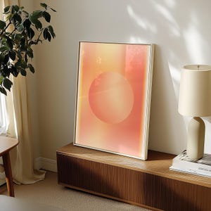 Stampa artistica Sole Astratto Poster Tramonto Arancione Giallo Aura Stampa Luna Boho Sole Stampa Grande Arte murale Alba Geometrico Raggio di sole Minimalista