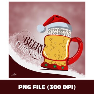PNG パック 3 つのデジタルイラスト - ビールのクリスマス - ブルゴーニュ