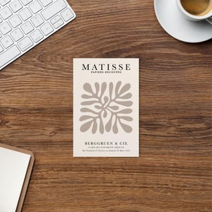henri matisse flor bege, papel decoupes art P10, cartão postal inspirado no recorte matisse