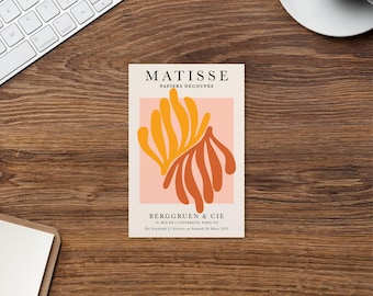 henri matisse flor colores felices, decoupes de papel arte P29, postal inspirada en el recorte de matisse