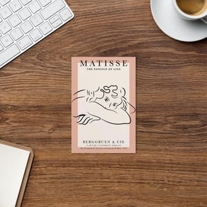 Visage dessiné d'Henri Matisse, papier découpé art P16, carte postale inspirée de la découpe de Matisse