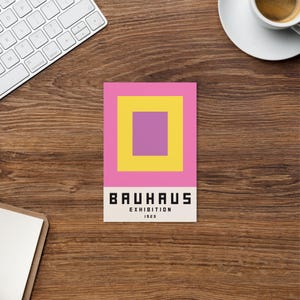 Cartão postal da exposição Bauhaus cores femininas, arte da exposição Bauhaus BP36, decoração de casa inspirada na Bauhaus