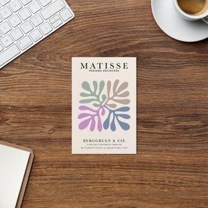 Henri Matisse fleur couleurs pastel, papier découpé art P3, carte postale inspirée de Matisse Cutout