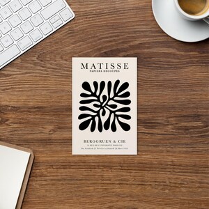 henri matisse fleur noir, papier découpé art P9, carte postale inspirée de matisse cutout