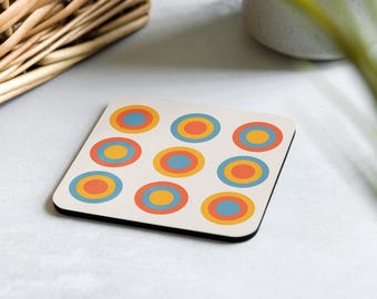 Posavasos con círculos de colores originales de la exposición Bauhaus U27, Arte de la exposición Bauhaus, Impresión de la exposición Bauhaus, Posavasos inspirado en la Bauhaus