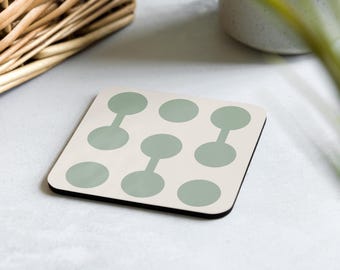 Posavasos de la exposición Bauhaus con círculos en verde pastel conectados U29, Arte de la exposición Bauhaus, Impresión de la exposición Bauhaus, Posavasos inspirado en la Bauhaus