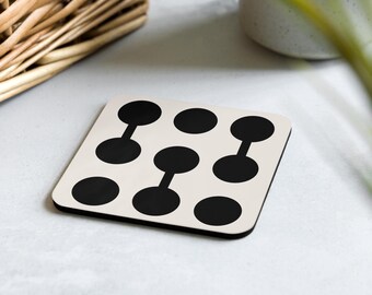 Posavasos de la exposición Bauhaus con círculos negros conectados U34, Arte de la exposición Bauhaus, Impresión de la exposición Bauhaus, Posavasos inspirado en la Bauhaus