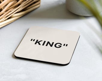 Posavasos King, regalo King, regalo para el hogar U69, comillas "KING", regalo King, decoración sorpresa King