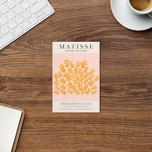 henri matisse the sheaf light pink orange, papier decoupes art P7, matisse cutout's inspired postcard
