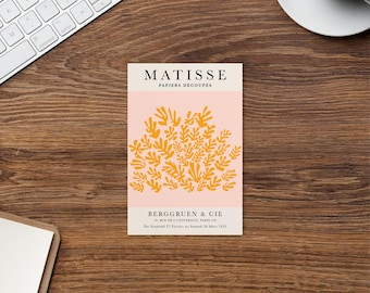 henri matisse la gavilla naranja rosa claro, decoupes de papel arte P7, postal inspirada en el recorte de matisse