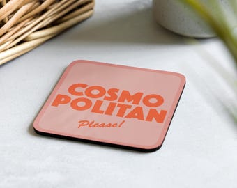 Posavasos Cosmopolitan para cócteles, posavasos "Bebidas por cuenta mía", regalo para el hogar U75, para amantes de los cócteles, regalo de fiesta, decoración de posavasos Cosmopolitan