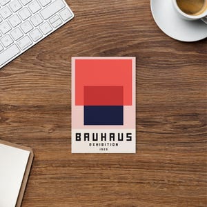 Bauhaus Exhibition postcard square transparent red back, bauhaus exhibition art BP41, bauhaus inspired home decor
