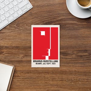 Bauhaus Exhibition postcard face red, bauhaus exhibition art BP32, bauhaus inspired home decor