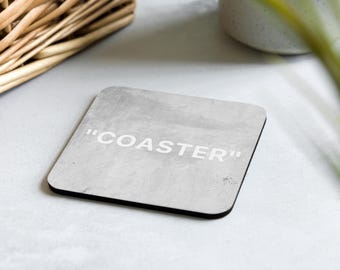 Posavasos, posavasos blanco de regalo, regalo para el hogar U68, comillas "COASTER", regalo para amantes de los posavasos, decoración sorpresa de posavasos