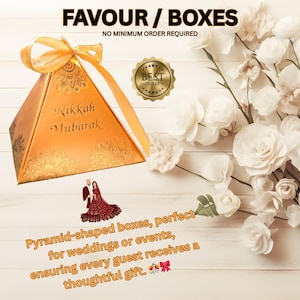 100 cajas para obsequios de bodas, regalos o ofertas, cajas de cartón para fiestas de bodas, compromisos, aniversarios, Nikkah Mubarak, forma de pirámide.