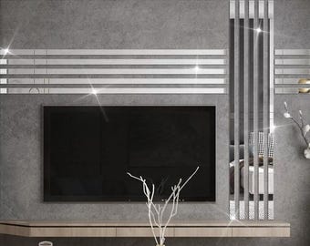 Glass Wall Decal Silver Mirror Strip - 8 Feet Long 0.75 Inch Width Mirror Trim - Shiny Decorative Home Décor - Strips for DIY Mirror Project