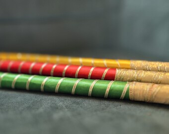 Premium Pack Of 10 Dandiya Sticks For Garba Wedding Mehndi Dholki, Wooden Sticks, Traditional Indian Cultural Style Colorful