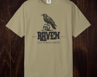 Gothic Raven T-Shirt, Vintage Skull Graphic Tee, Comfort Colors Graphic Tee, Nocturne Series Dark Art Shirt, Occult Crow Gothic Clothing