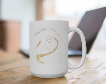 Taza de café mágica práctica, taza de té para mujer, artículos wiccanos, decoración de cocina encantadora, taza de cerámica mística, taza con vibraciones de bruja, taza con reglas para chicas