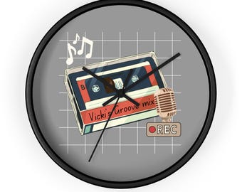 10" Retro Music Wall Clock, Custom Design, Vintage Cassette, Audiophile Gift, Musical Home Accent, Retro Vibe Clock, Dorm Room Decor