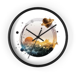 Celestial Landscape Wall Clock, Cosmic Decor, Planetary Home Accent, Perfect for Space Lovers, Unique Gift Idea, Outerspace Landscape Clock