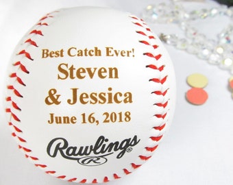 Personalized Boyfriend Gift Ideas, Husband Gift, One Year Anniversary, Bride Groom Baseball, Custom Wedding Gift, Valentine's, Best Catch