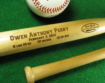 Personalized Engraved Baby Bat, Birth Announcement Baseball Bat, Baseball Bat Keepsake, Baby Boy Gifts , Baby Shower Gift, Baseball Fans