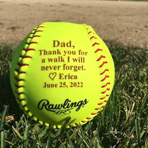 Father of The Bride Gift, Thank You for Walk I Will Never Forget, Personalized Wedding Gift for Dad, Daughter, Personalized 12" Softball