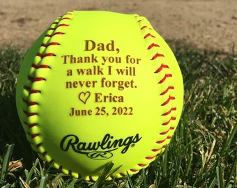 Father of The Bride Gift, Thank You for Walk I Will Never Forget, Personalized Wedding Gift for Dad, Daughter, Personalized 12" Softball