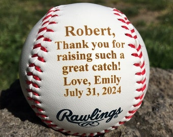 Father of Groom Gift, Custom Engraved Baseball, Personalized Thank You Gift Bride, Daughter in Law, Wedding Parent Gift, Father-in-Law Gift