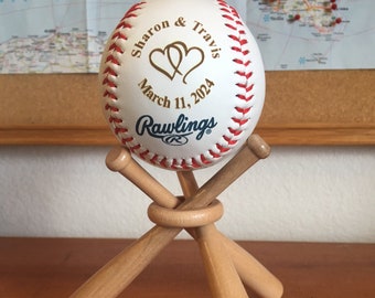 Personalized Engraved Baseball, Wedding Gift, Boyfriend Gift, Engagement Gift, Anniversary, Bridal Shower, Baseball Theme, Linked Hearts