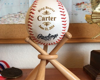 Personalized Ring Bearer Gift, Custom Baseball, Ring Security, Junior Groomsman, Usher, Wedding Party Thank You Gift, Ring Bearer Pillow