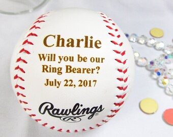 Custom Ring Bearer Proposal Gift Baseball, Personalized Will You Be Our Ring Bearer, Ring Bearer Invitation, Wedding Ring Bearer Security