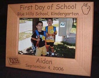 Personalized Engraved First Day of School 4x6 Wood Frame Keepsake Gift, Kindergarten, Pre-School, Gift for Parents, Grandparents